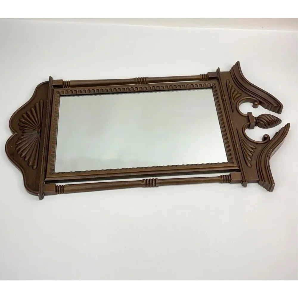 Vintage 1972 Burwood Products Co Colonial Style Wood Wall Accent Mirror 32.5in H